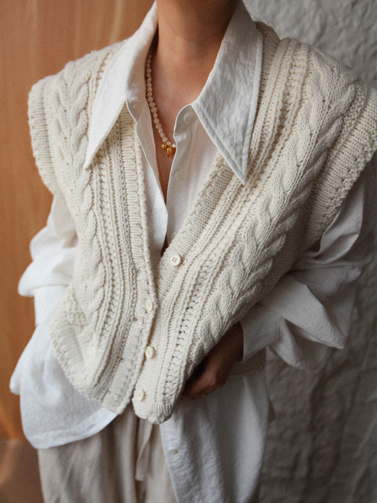 Chunky Knit V-Neck Button Cardigan-Massicos
