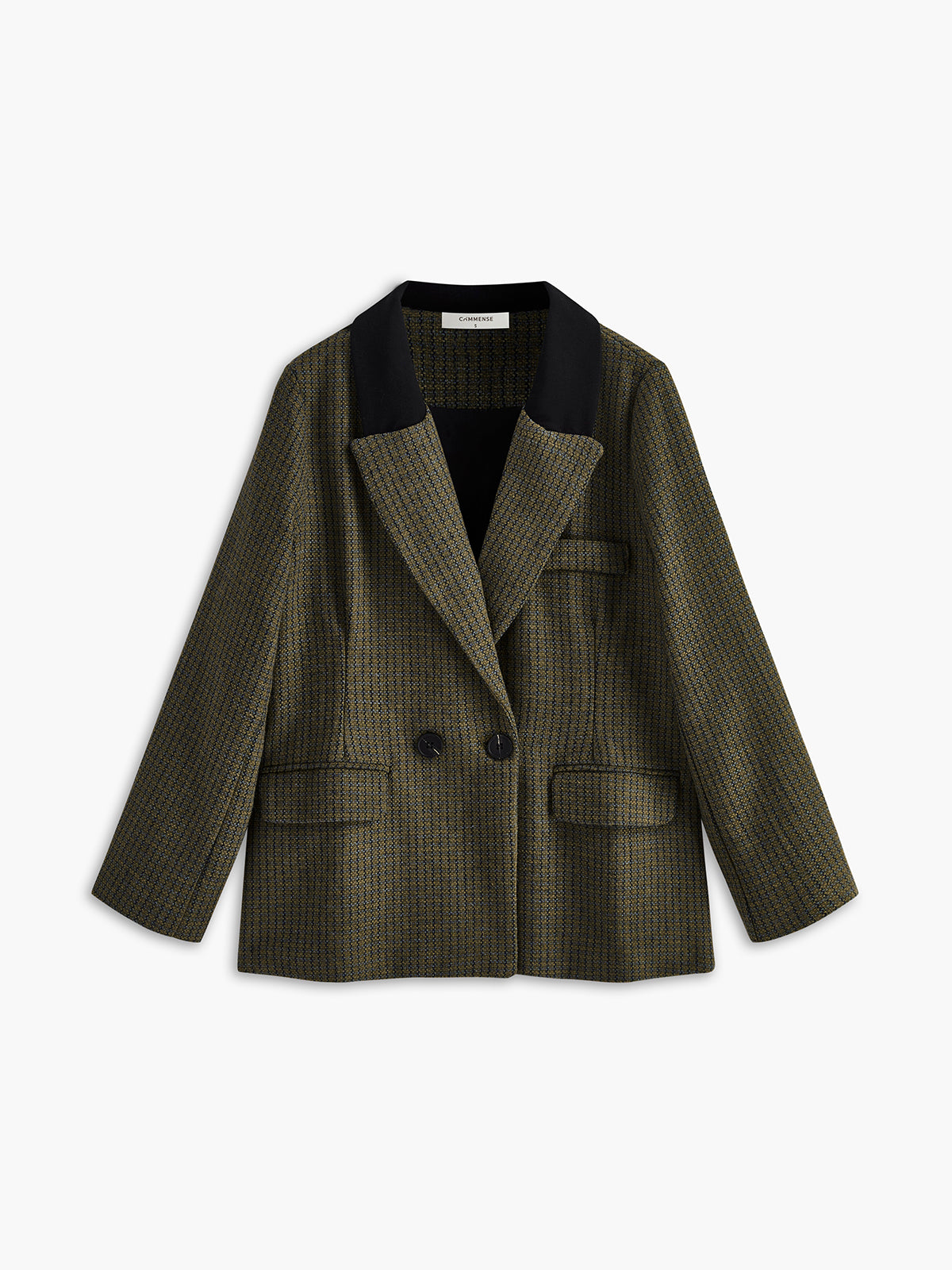 Oversized Tweed Plaid Blazer-Massicos