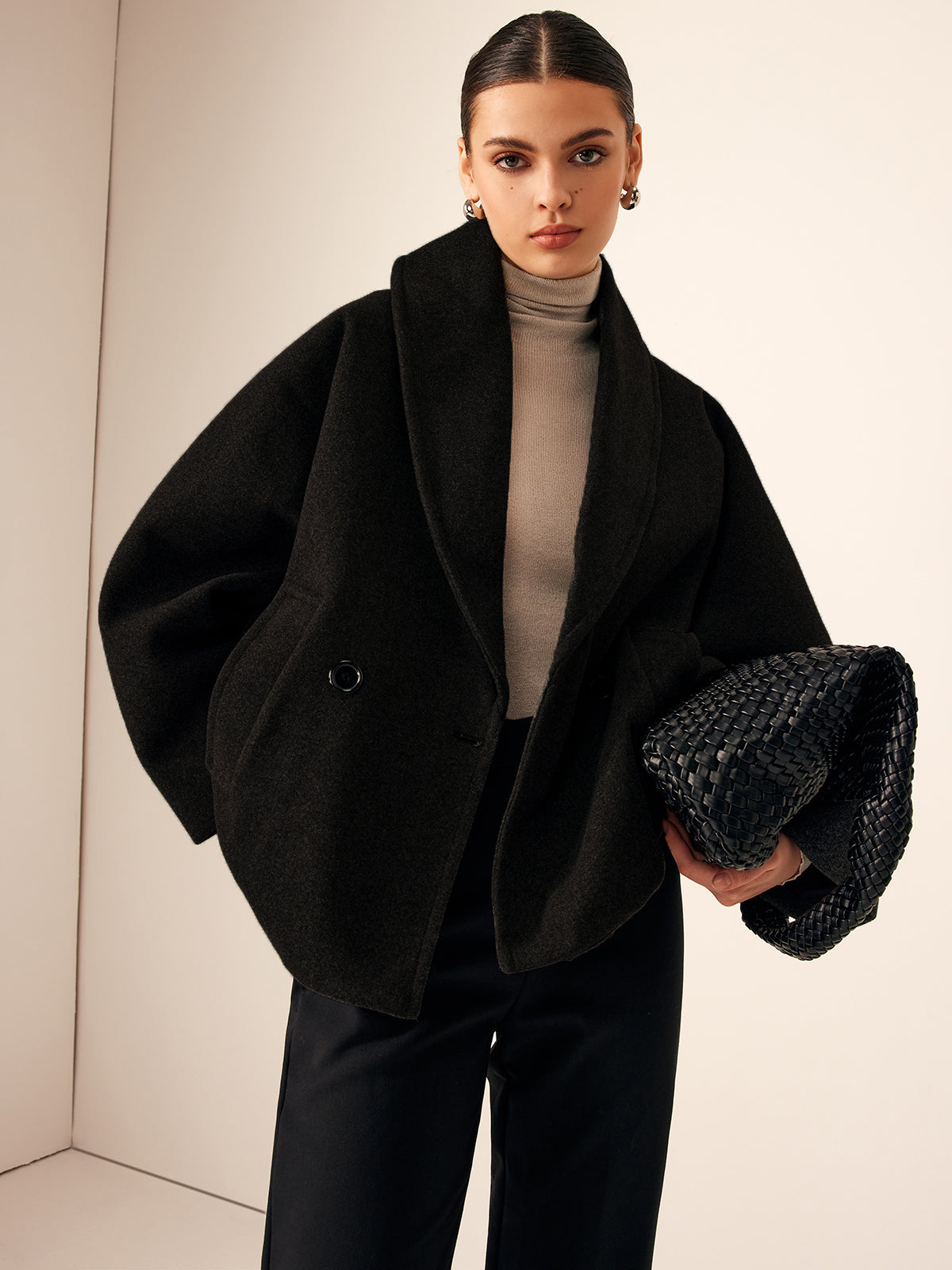 Tweed Pockets Loose Coat-Massicos