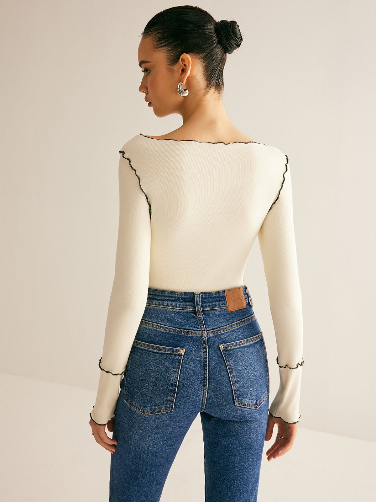 Lettuce Trim Long Sleeve Slim T-Shirt-Massicos