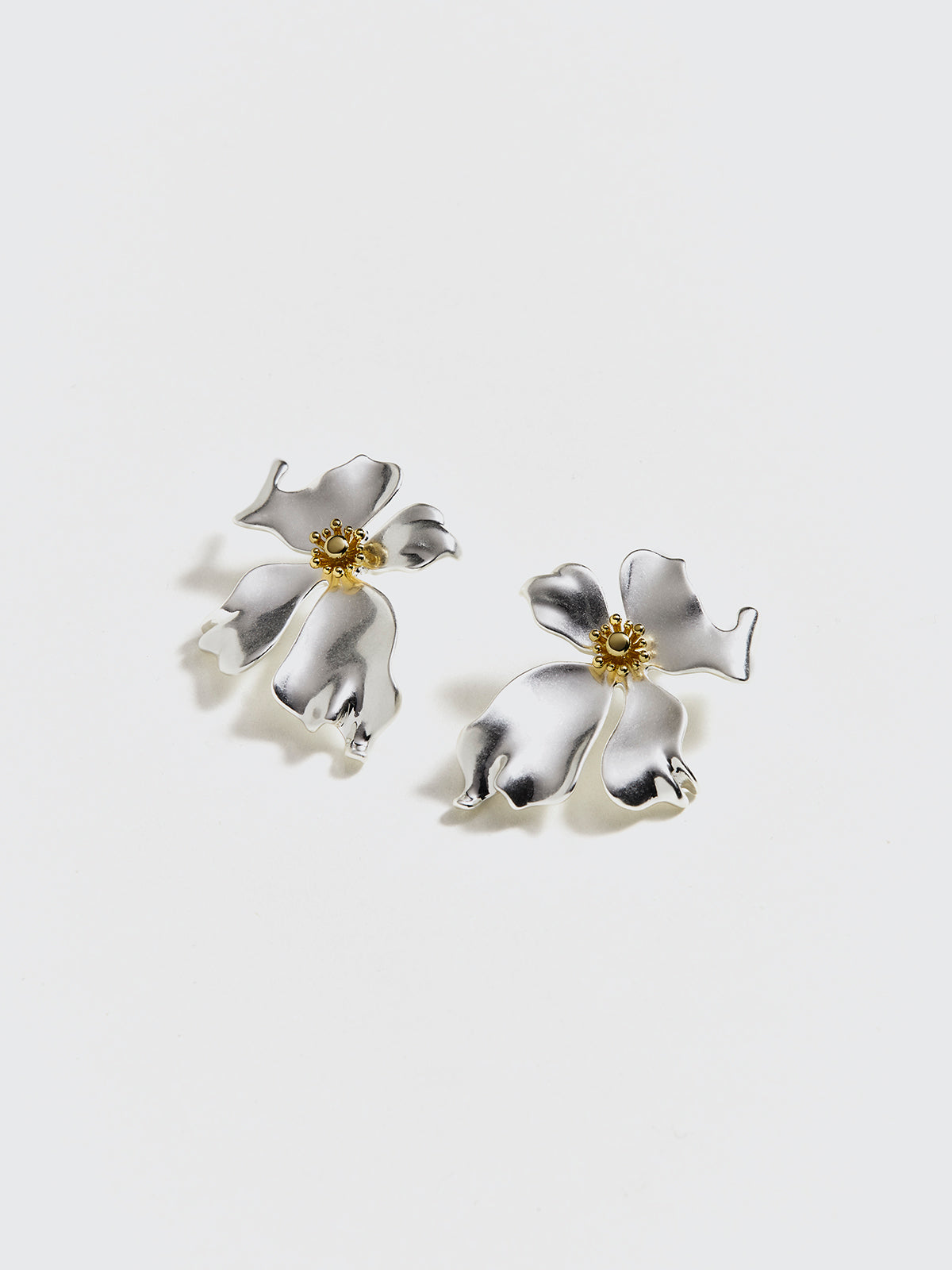 Irregular Metal Petal Stud Earrings-Massicos