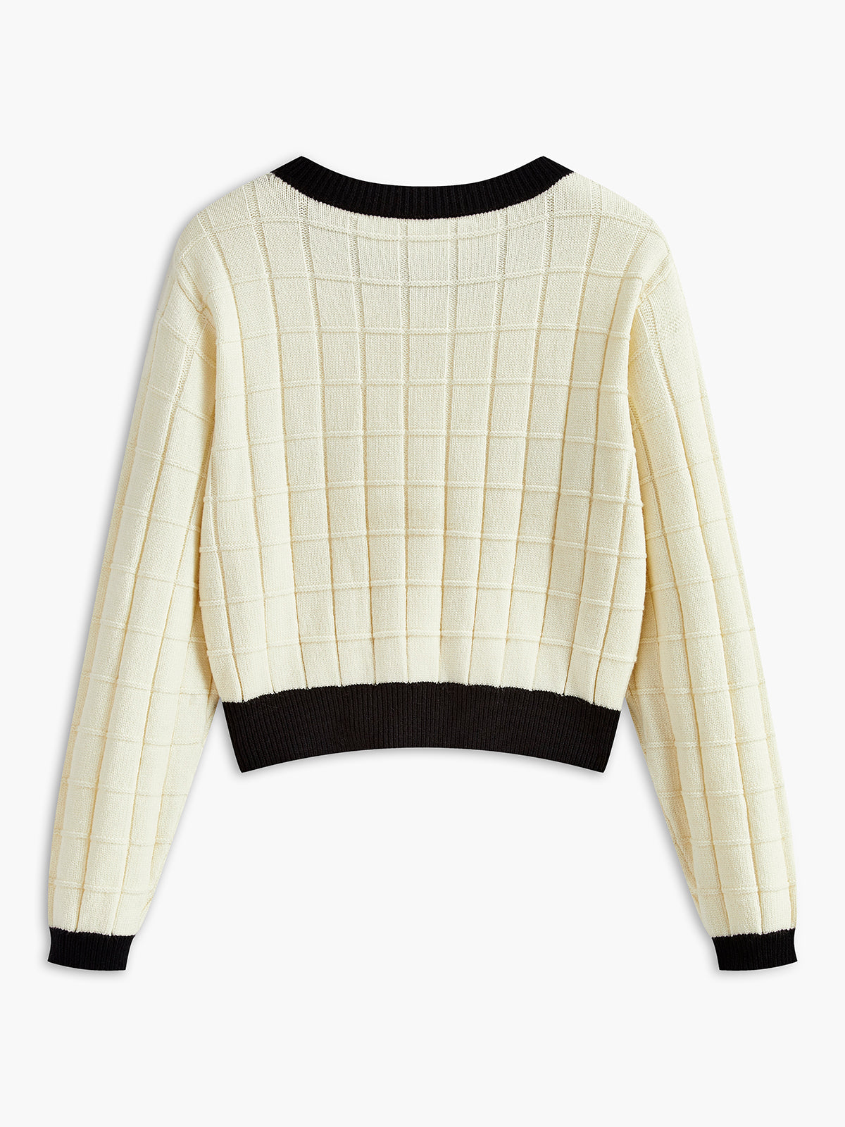 Contrast Trim Plaid Pullover Sweater-Massicos
