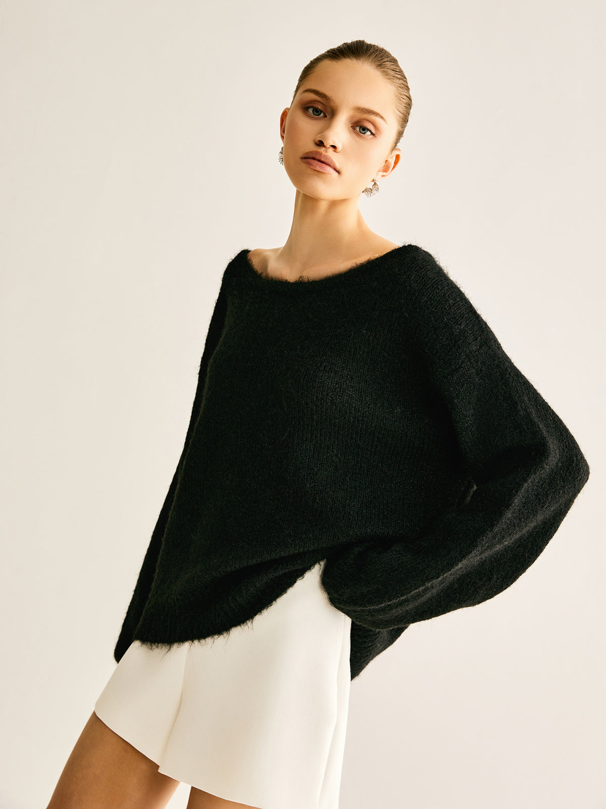 Ribbed Bow Loose Sweater-Massicos