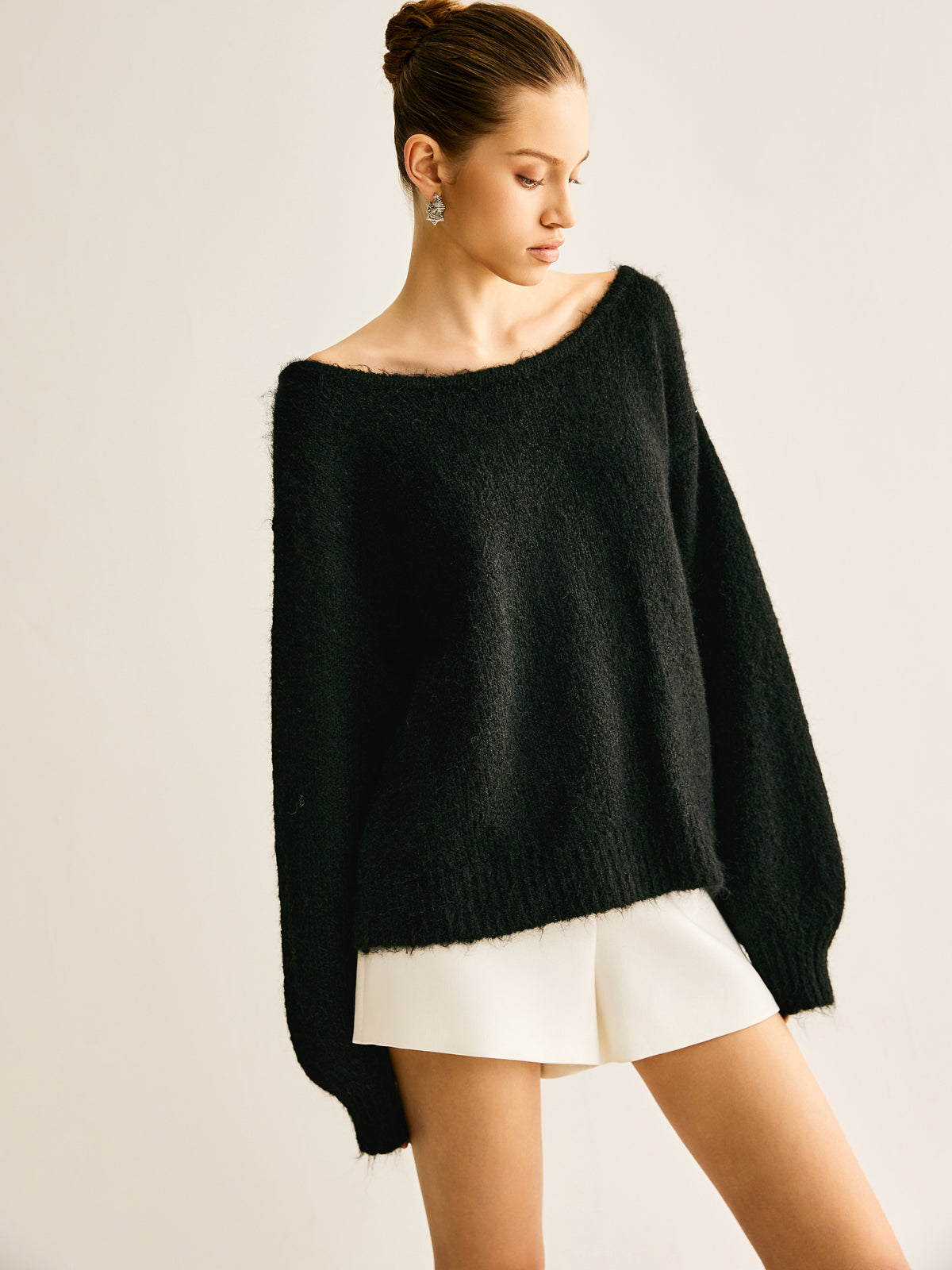 Ribbed Bow Loose Sweater-Massicos