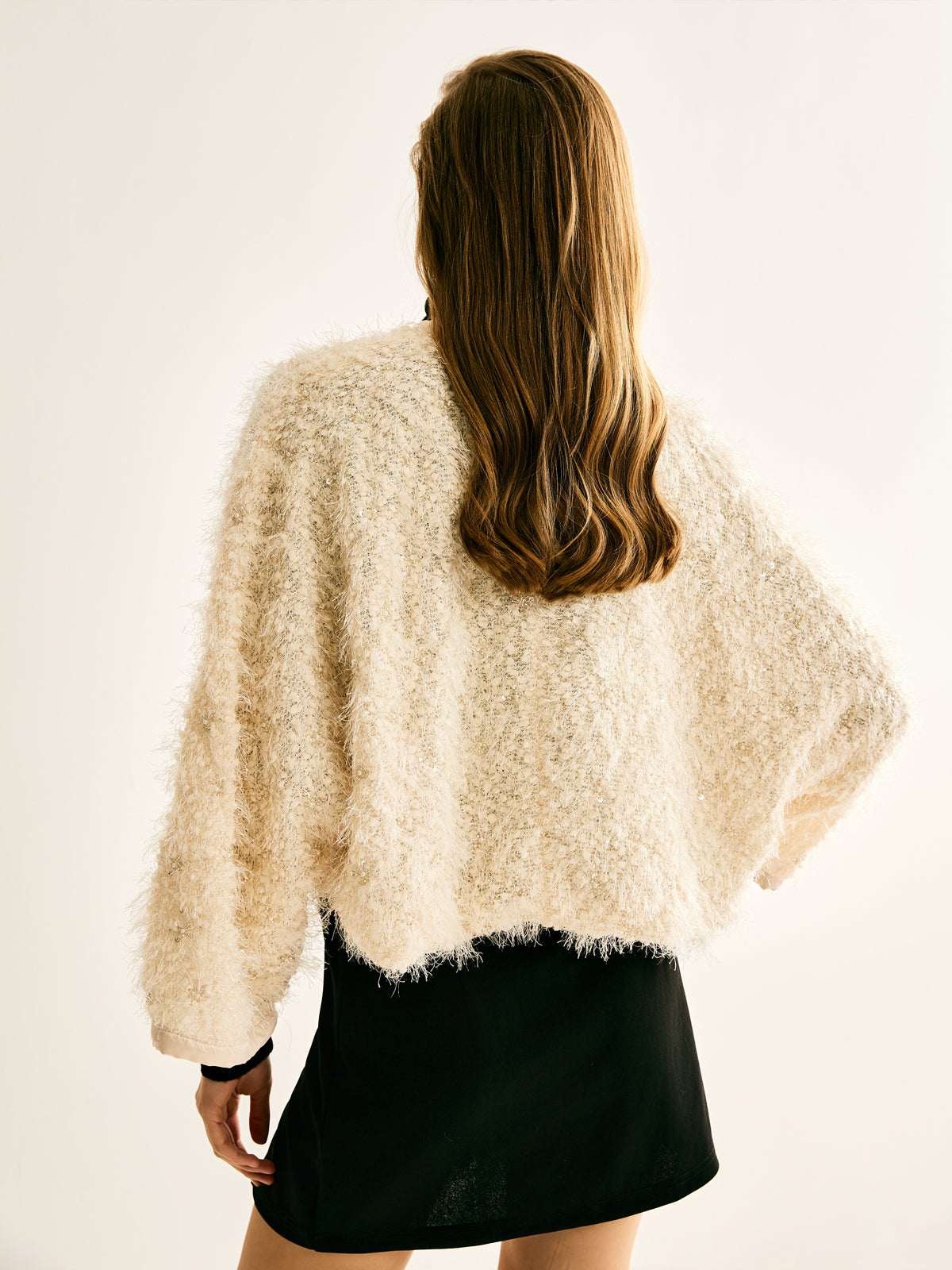 Tie Neck Fuzzy Jacket-Massicos