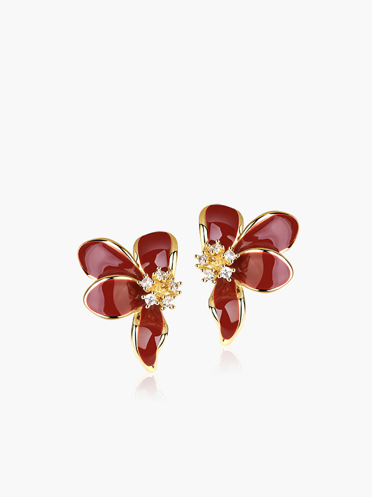 Vintage Rhinestone Floral Stud Earrings-Massicos