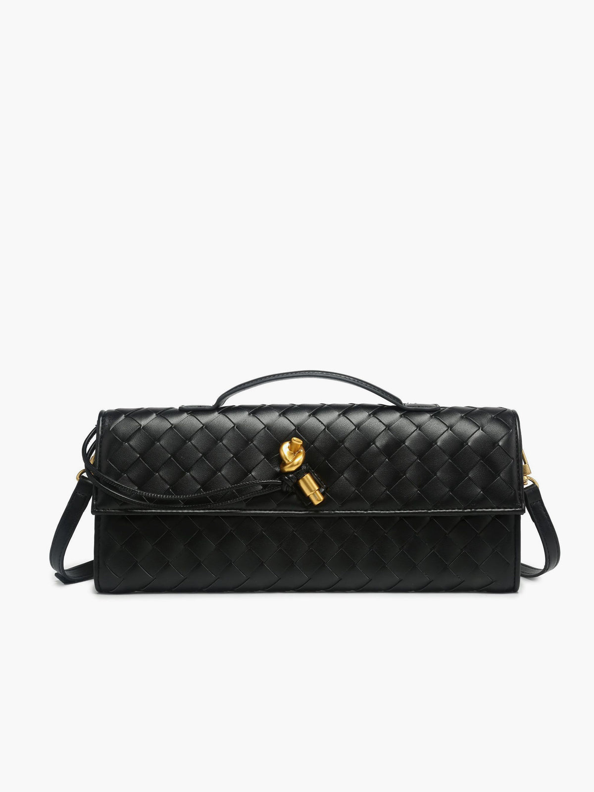 Two Way Woven Flap Clutch Shoulder Bag-Massicos