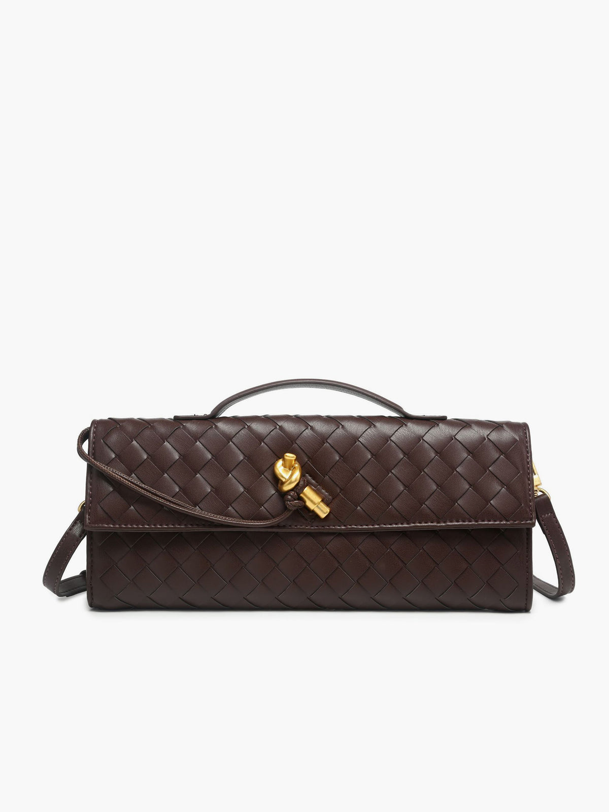 Two Way Woven Flap Clutch Shoulder Bag-Massicos