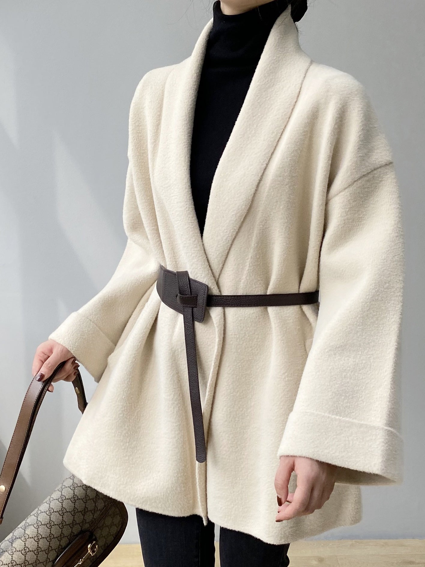 Belted Soft Women Faux Fur Coat-Massicos
