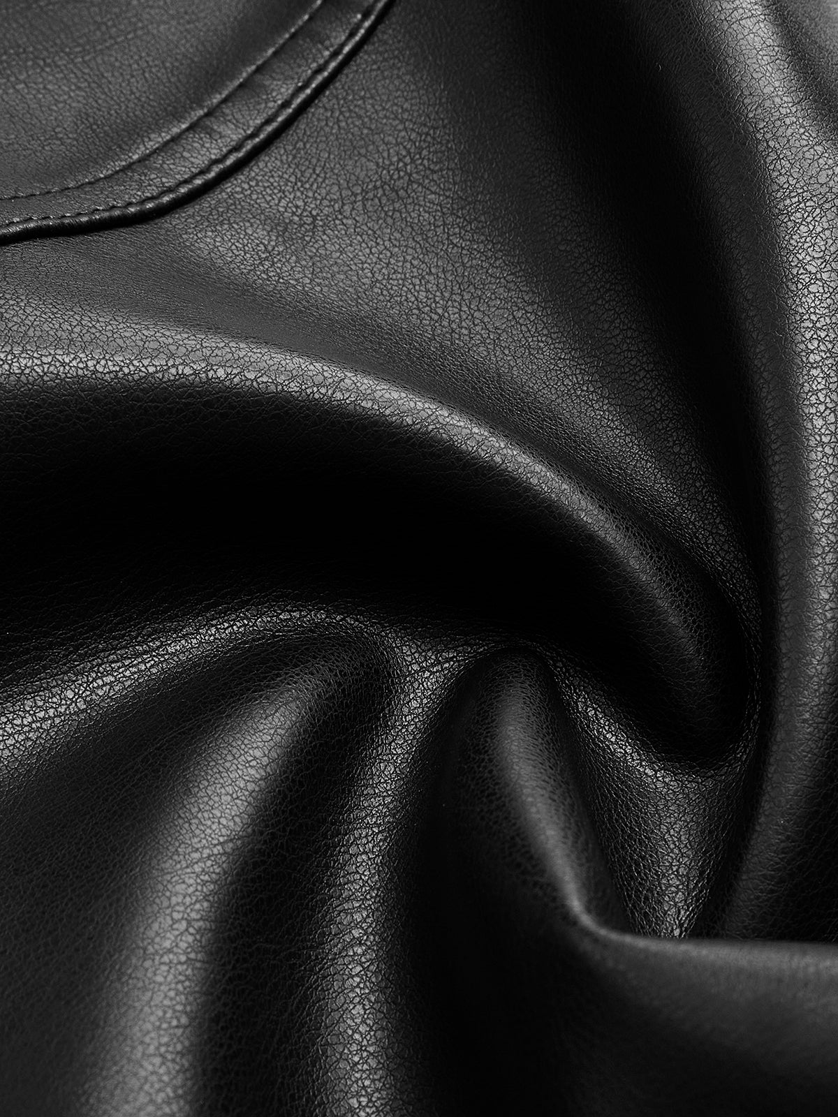 Button Clasp PU Leather Jacket-Massicos