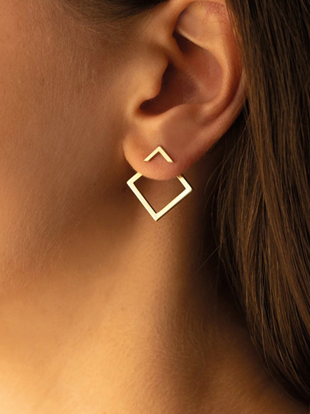 Square Geometric Stud Earrings-Massicos