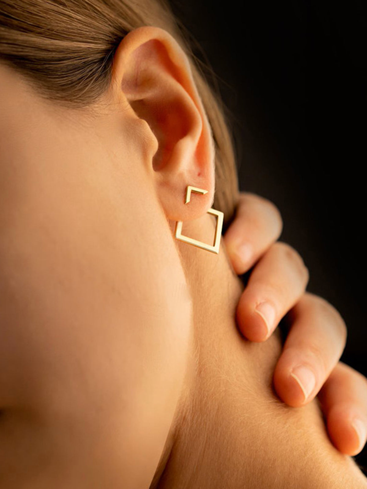 Square Geometric Stud Earrings-Massicos