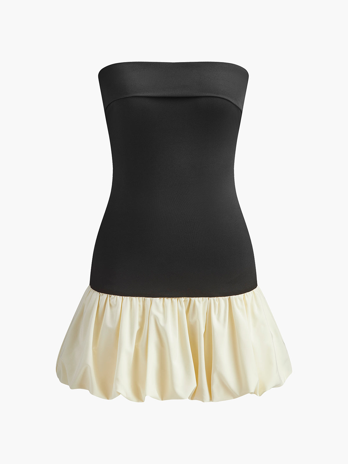 Two Tone Bud Waist Tube Dress-Massicos