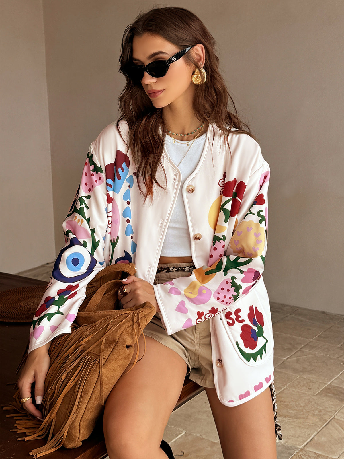Colorful Printed Charming Winter Coat-Massicos
