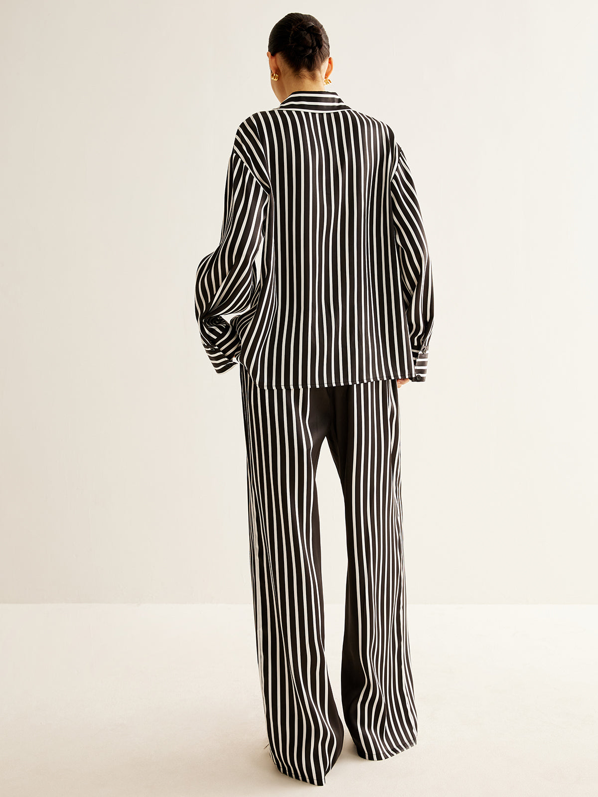 Color Block Pinstripe Lapel Pants Set-Massicos