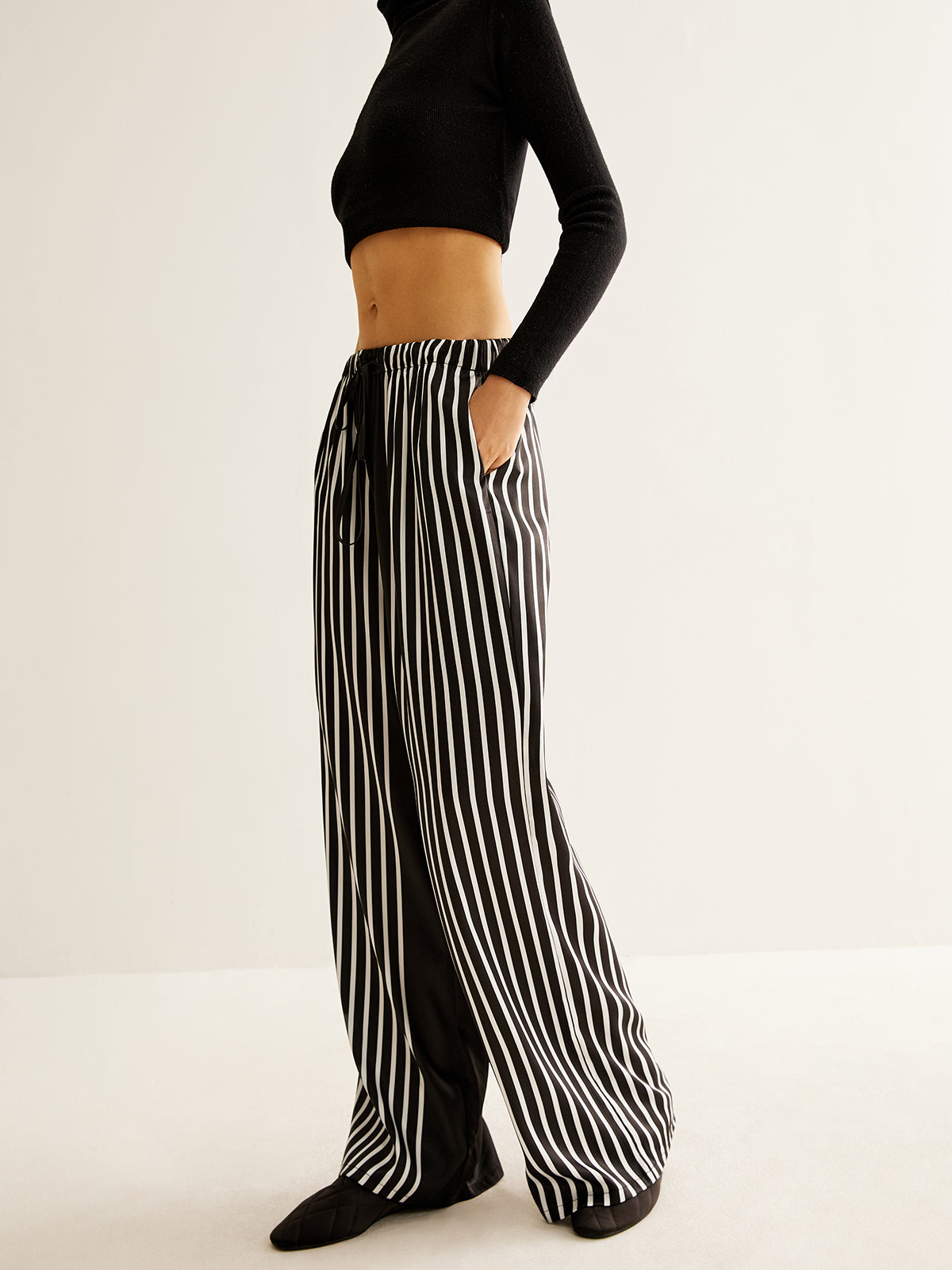 Color Block Pinstripe Lapel Pants Set-Massicos