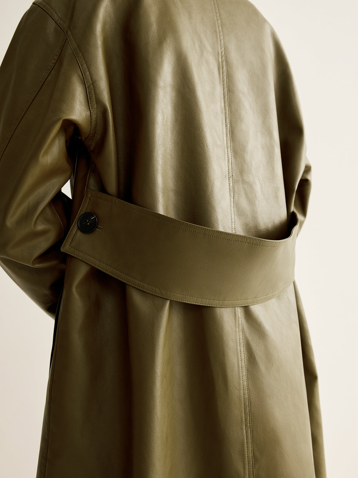 Oversized Faux Leather Long Jacket-Massicos