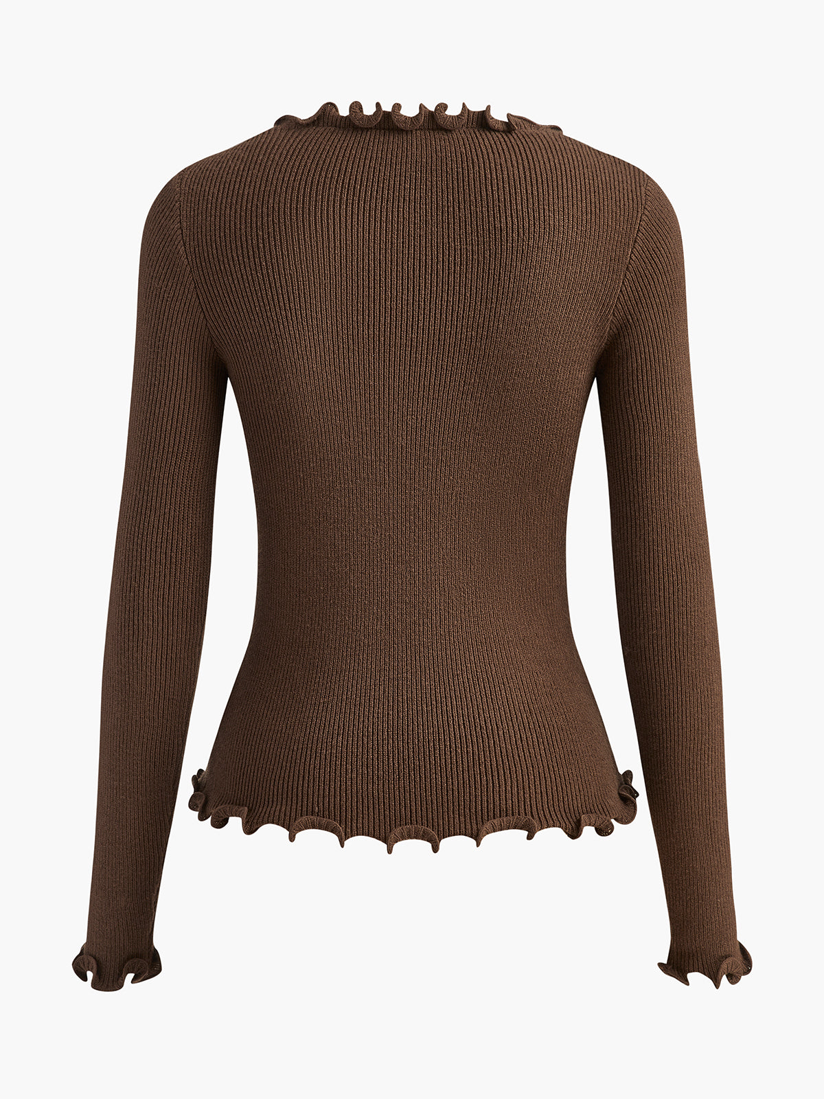 Rhinestone Bow Lettuce Trim Sweater-Massicos