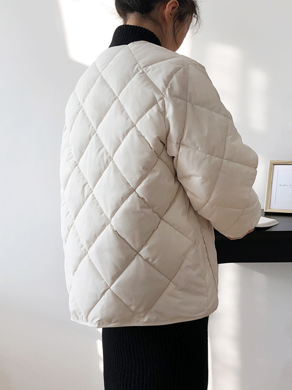 Rhombic Button Down Winter Coat-Massicos