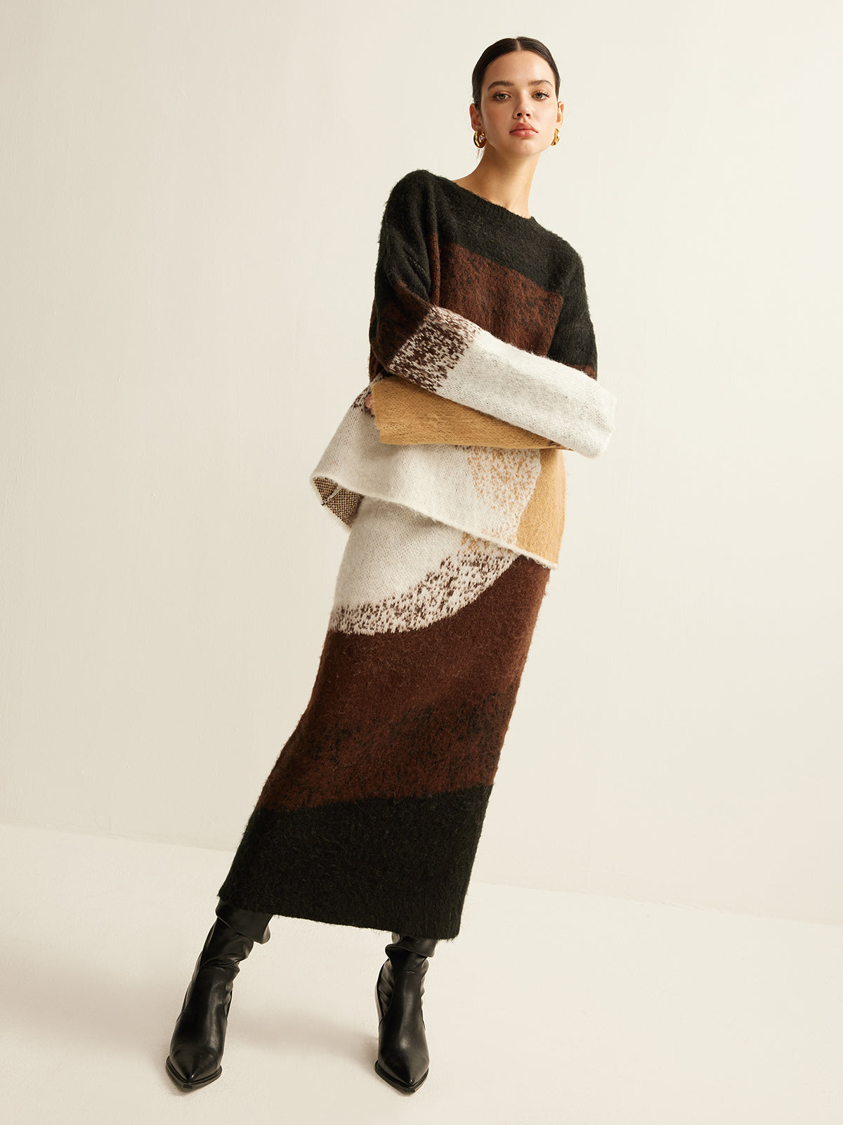Color Block Sweater Skirt-Massicos