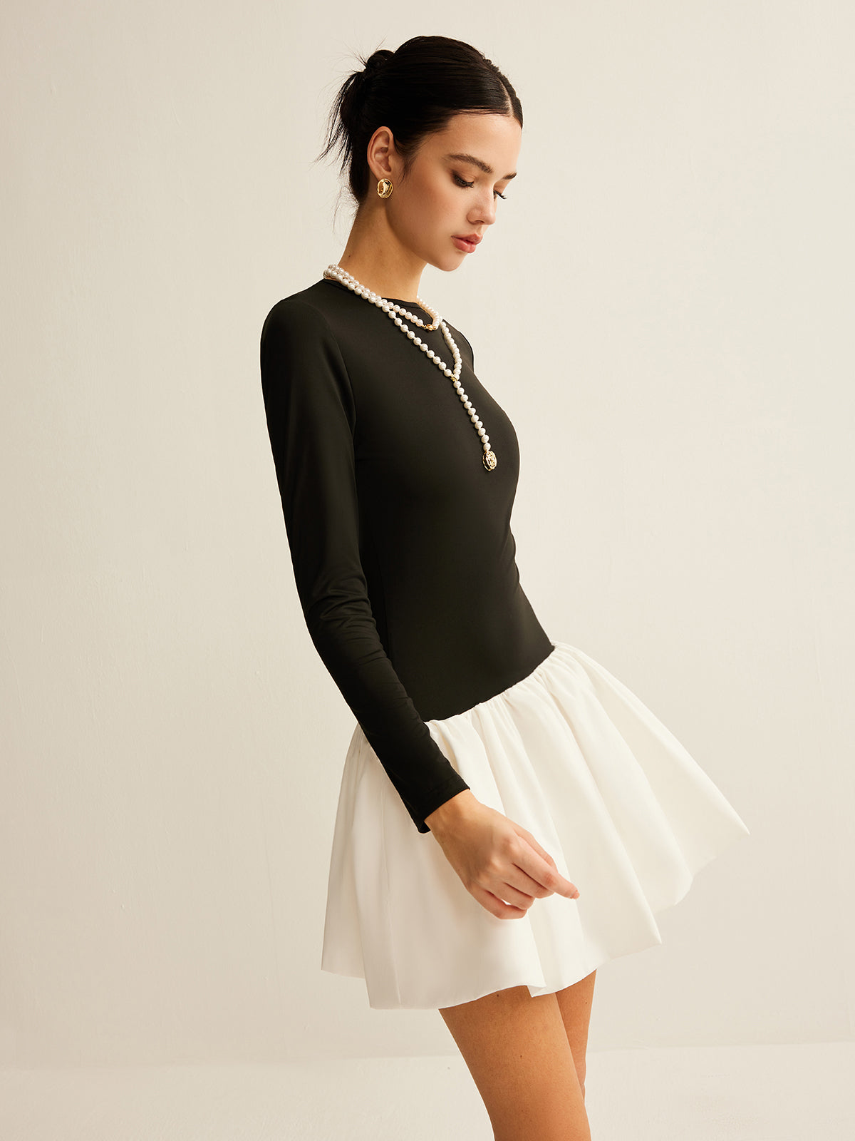 Two-Tone Panel Slim Dress-Massicos