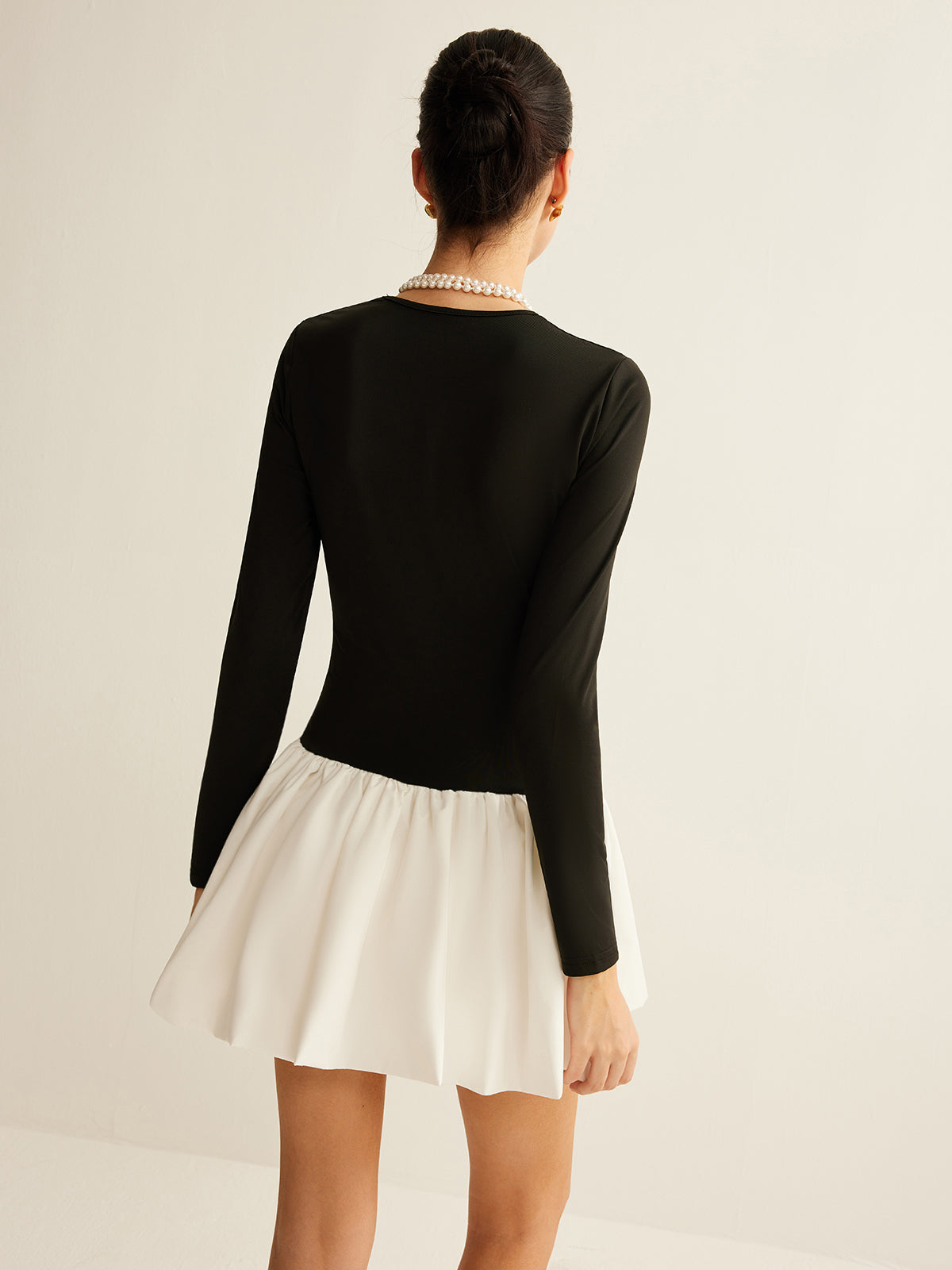 Two-Tone Panel Slim Dress-Massicos