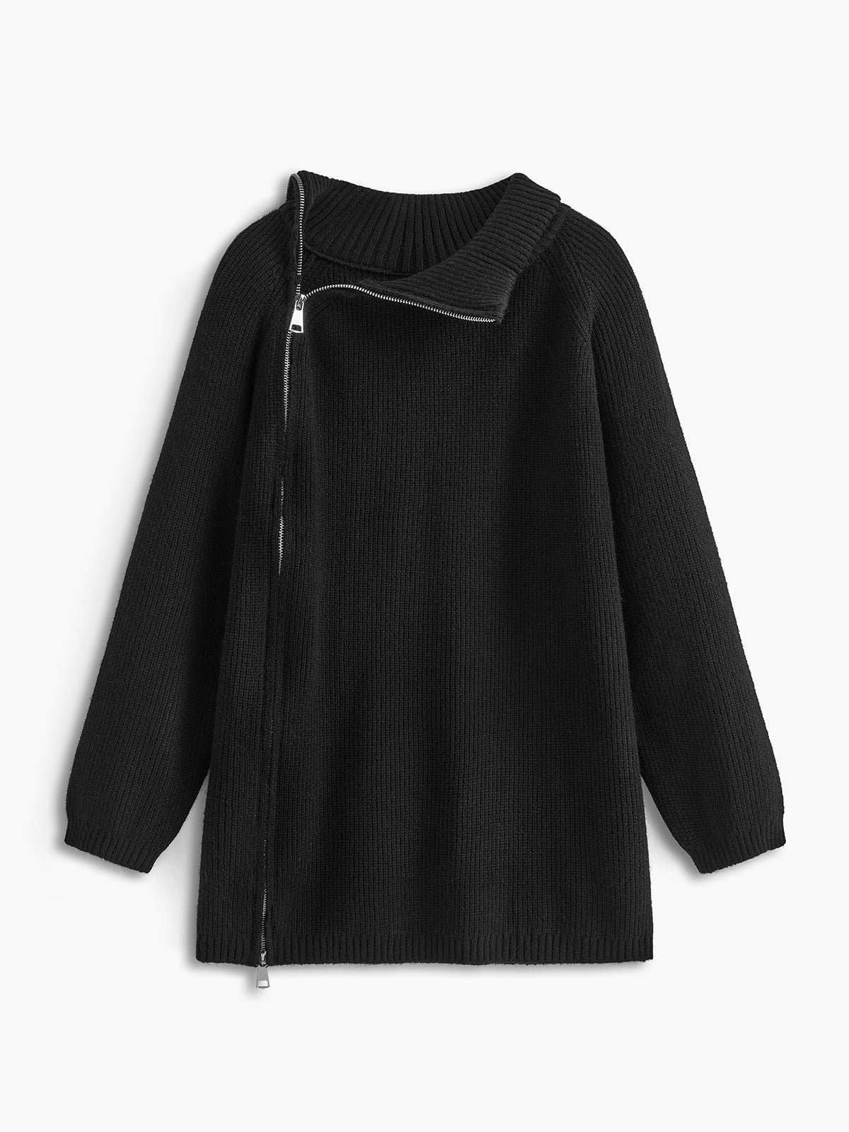 Turtleneck Side Zipper Knit Top-Massicos