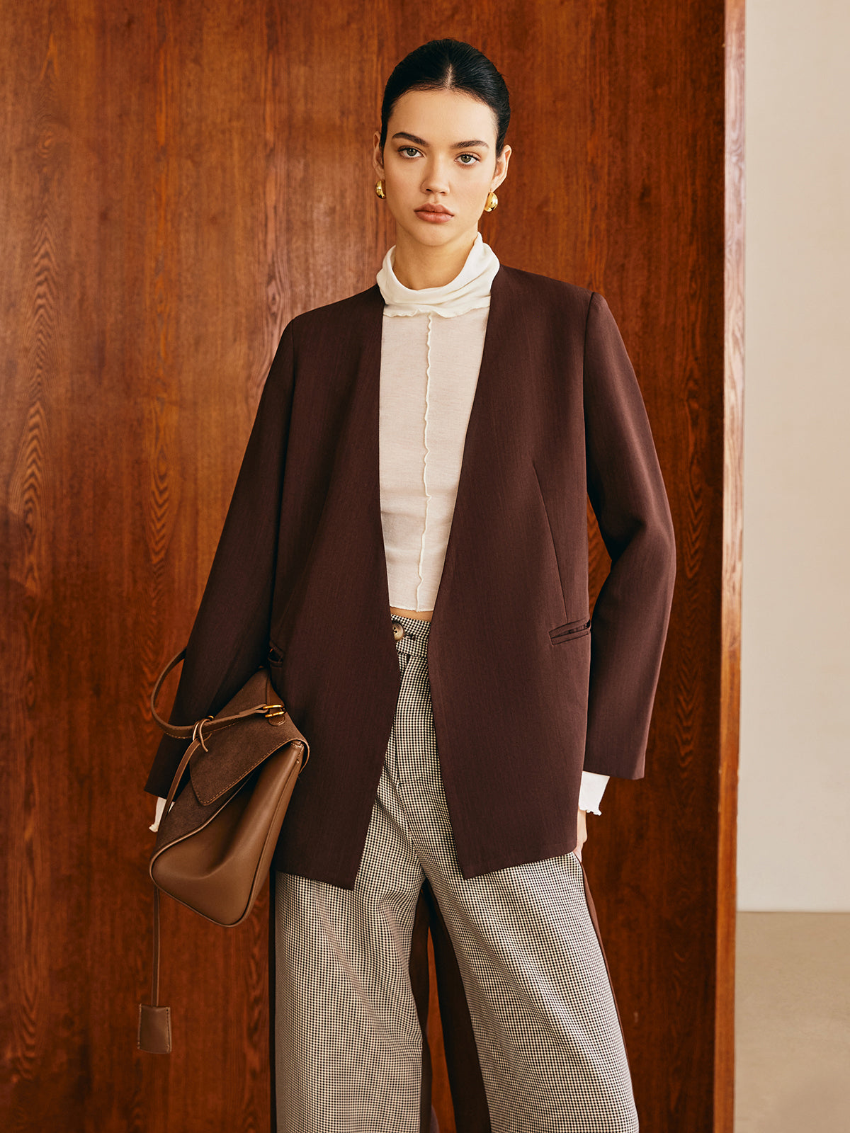 Utility V-Neck Blazer Without Belt-Massicos