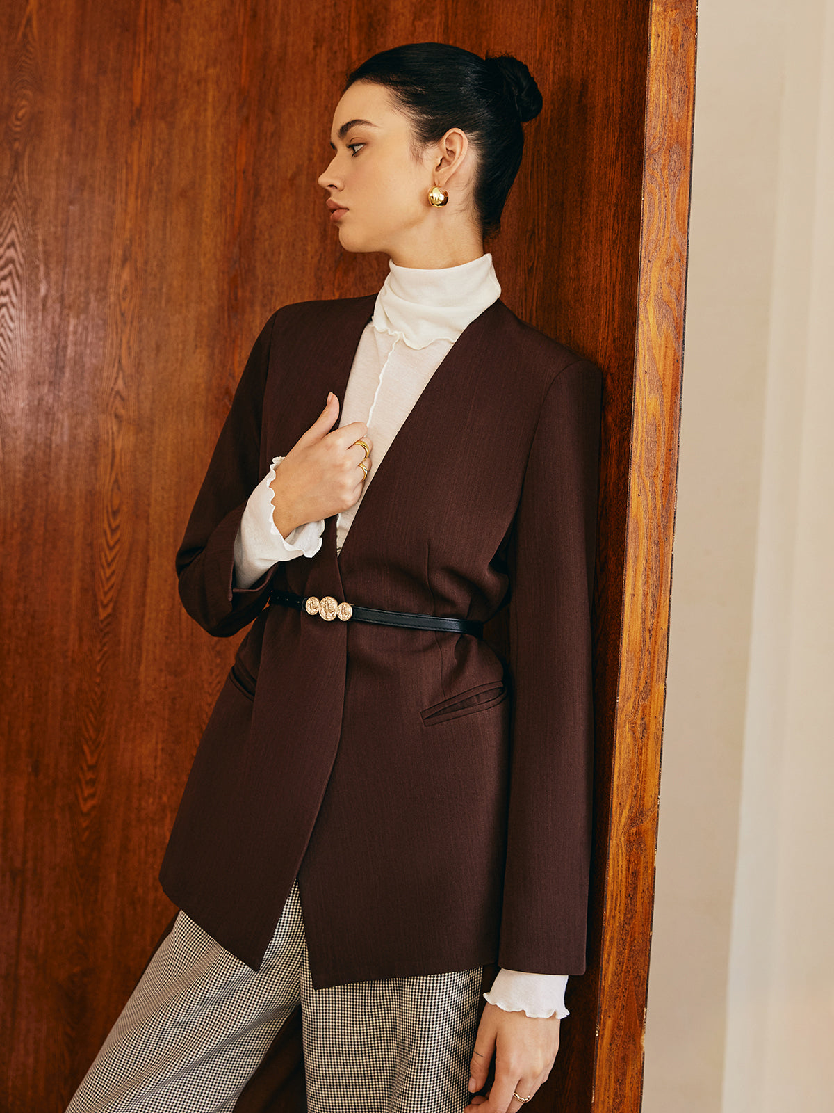 Utility V-Neck Blazer Without Belt-Massicos