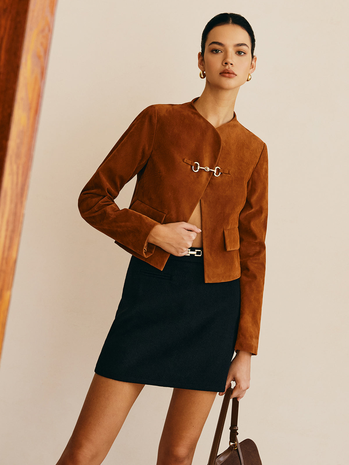 Metal-Detail Suede Jacket-Massicos