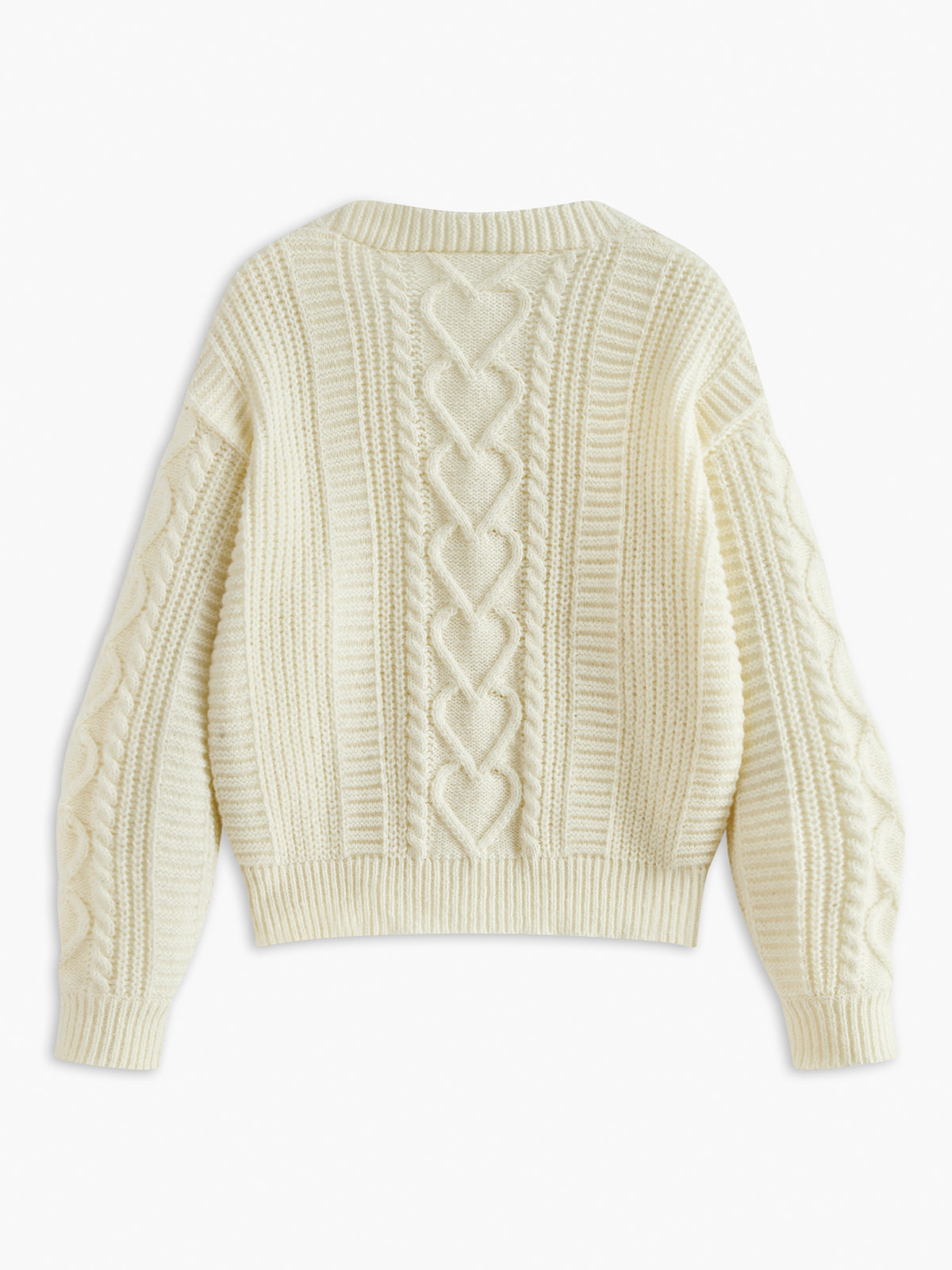 V-Neck Button Mechanism Cable Cardigan-Massicos