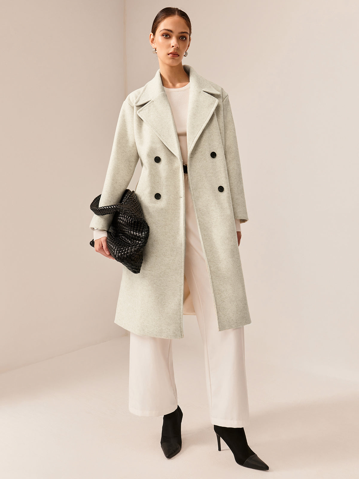 Elegant Tweed Long Coat-Massicos