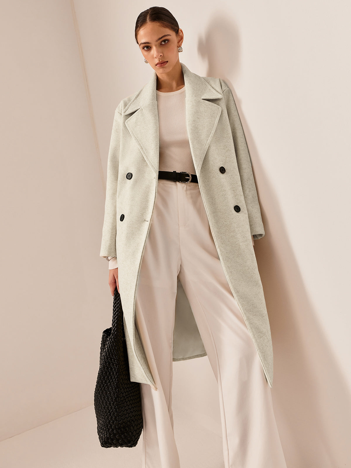 Elegant Tweed Long Coat-Massicos