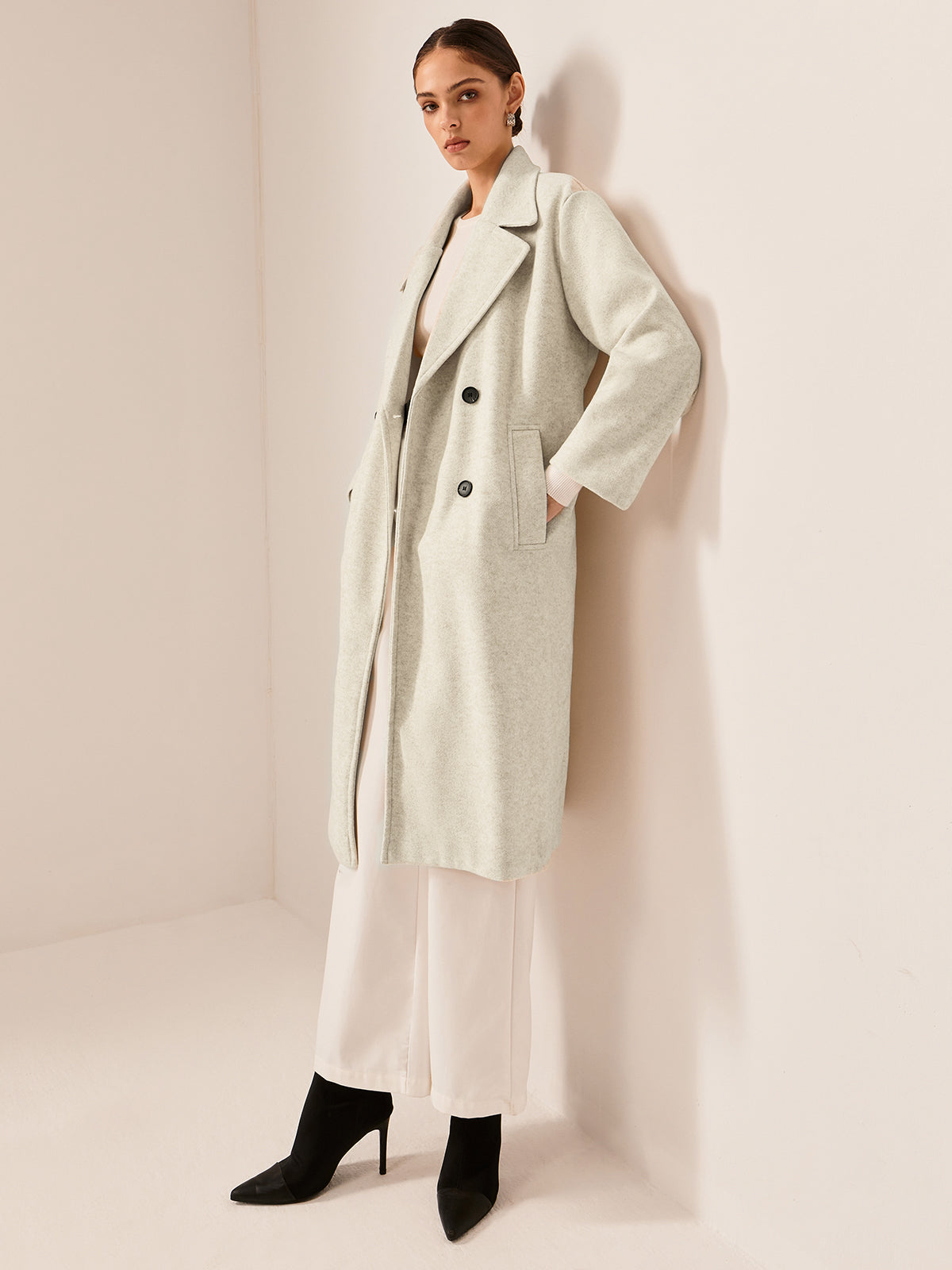Elegant Tweed Long Coat-Massicos