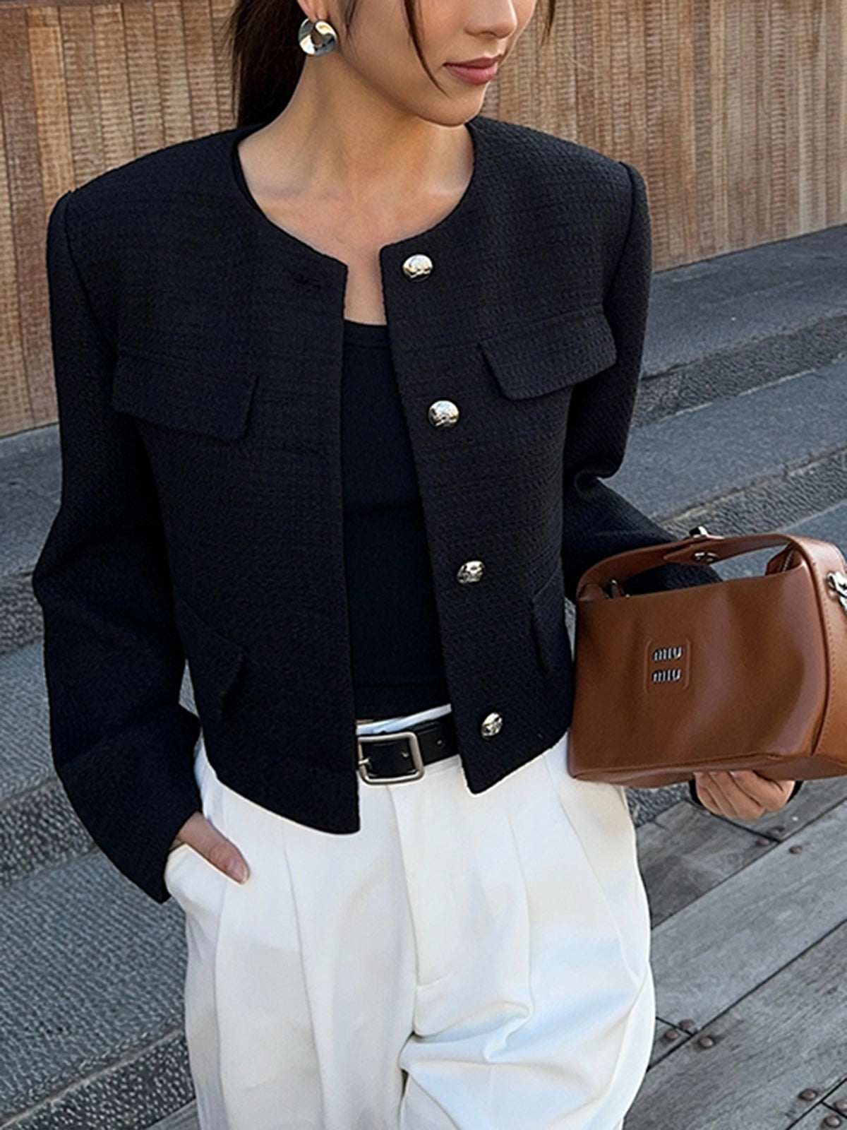 Button Down Tweed Jacket-Massicos