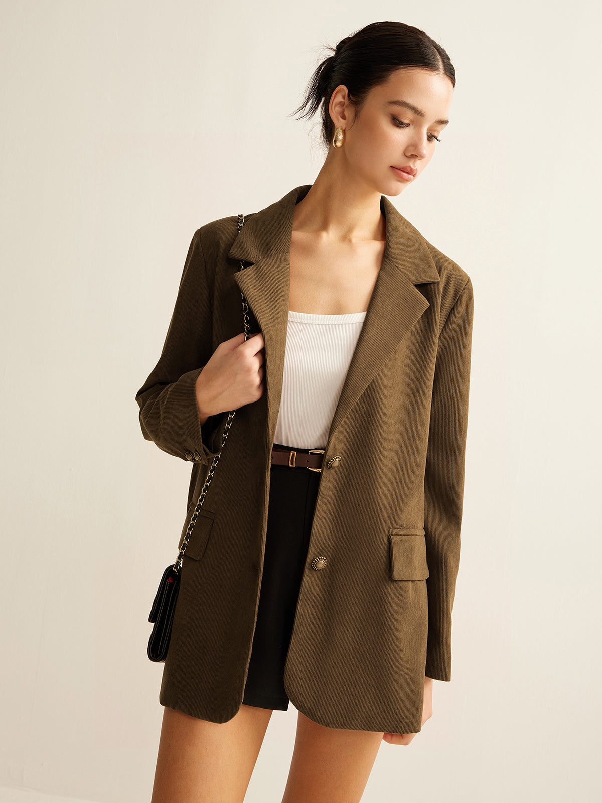 Corduroy Lapel Blazer-Massicos