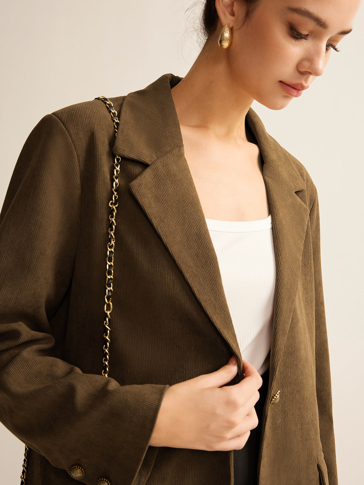 Corduroy Lapel Blazer-Massicos