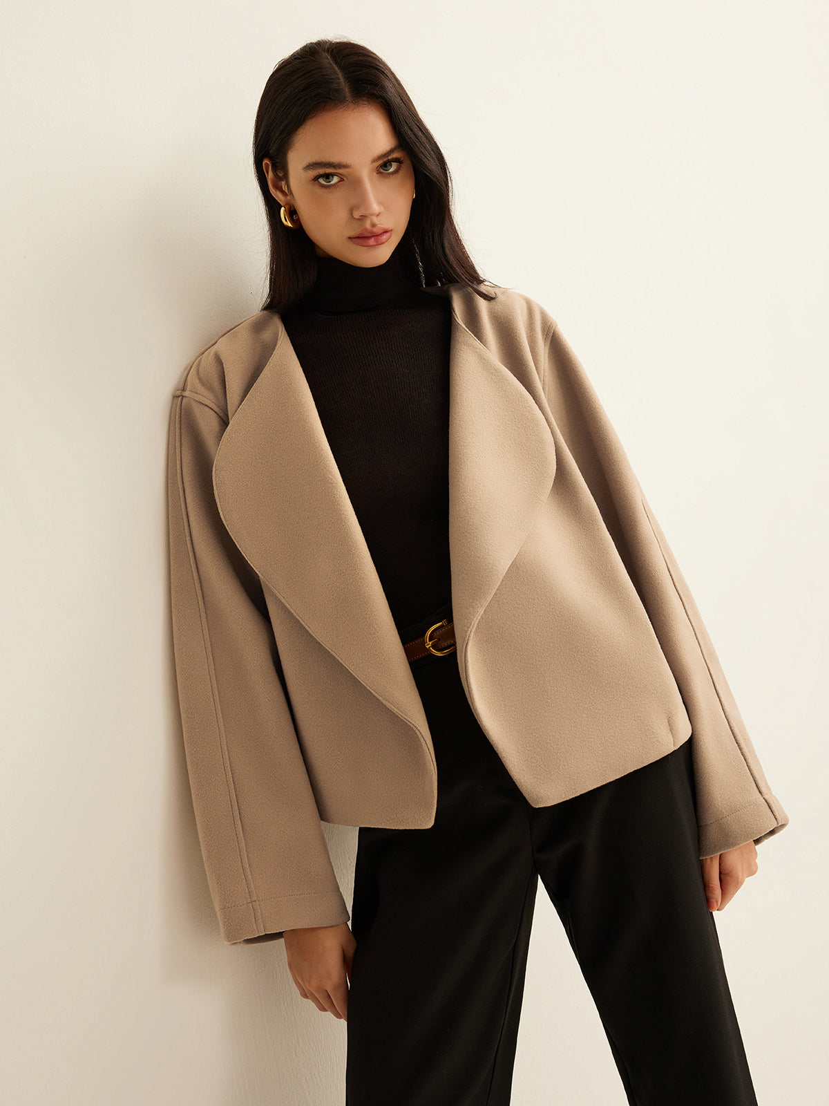 Plain Lapel Shift Jacket-Massicos