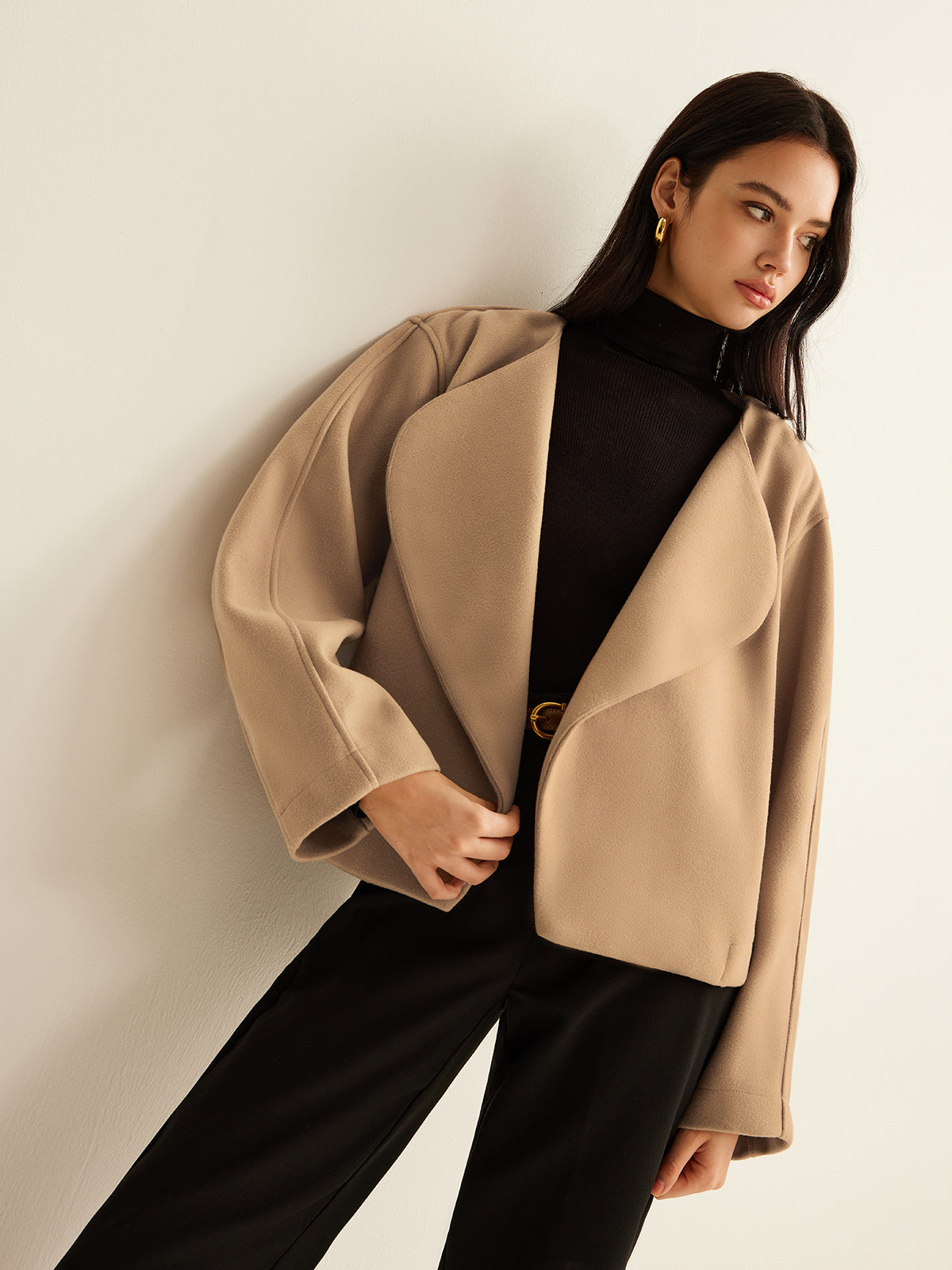 Plain Lapel Shift Jacket-Massicos
