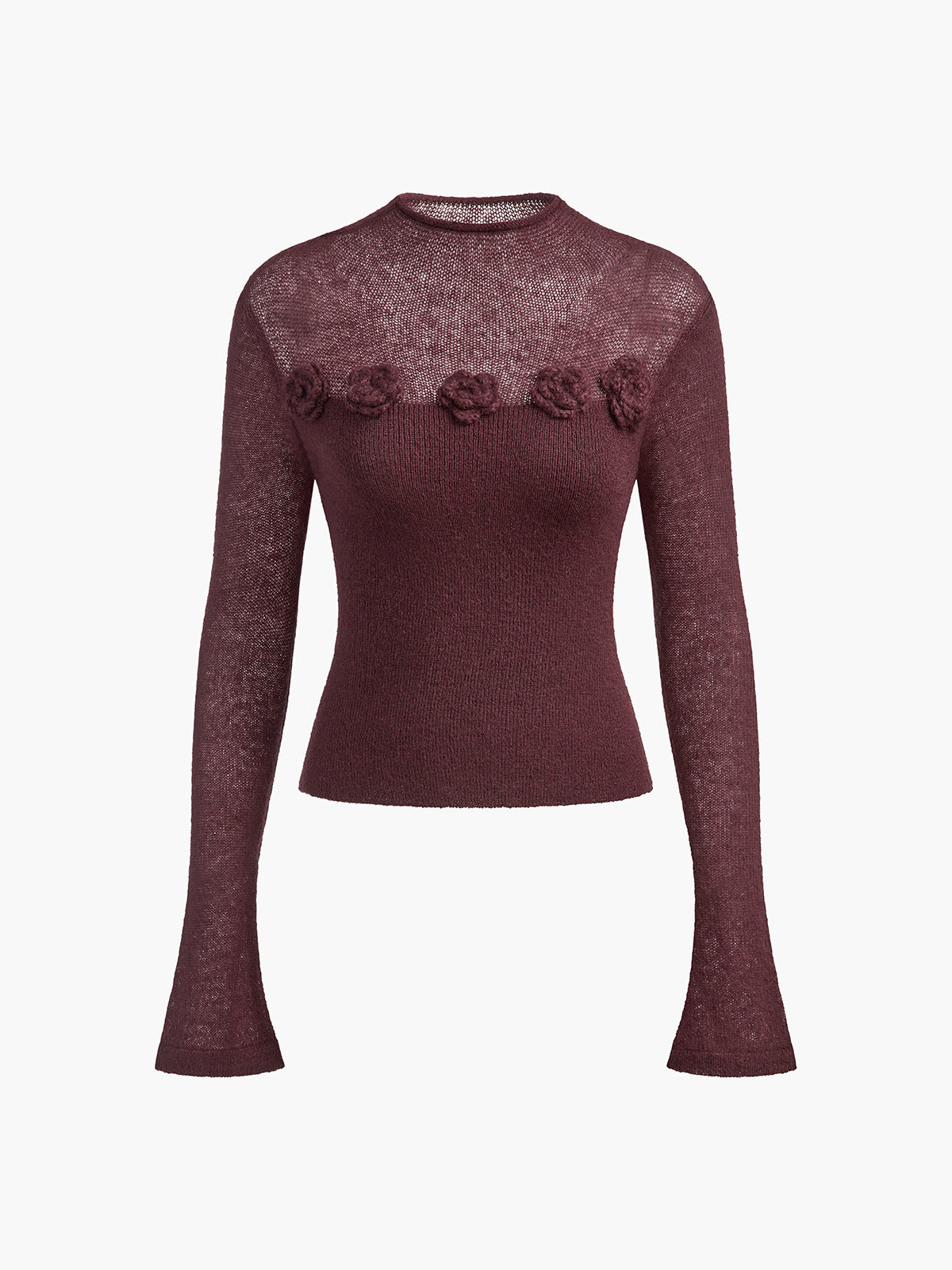 3D Flower Panel Soft Knit Top-Massicos