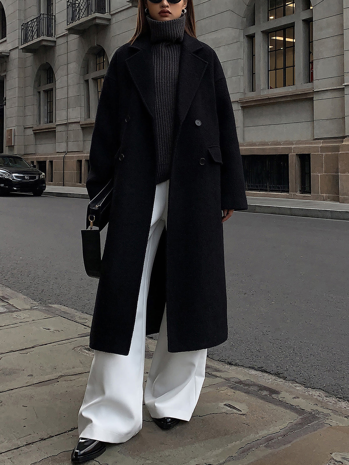 Wool-Blend Tweed Long Coat-Massicos