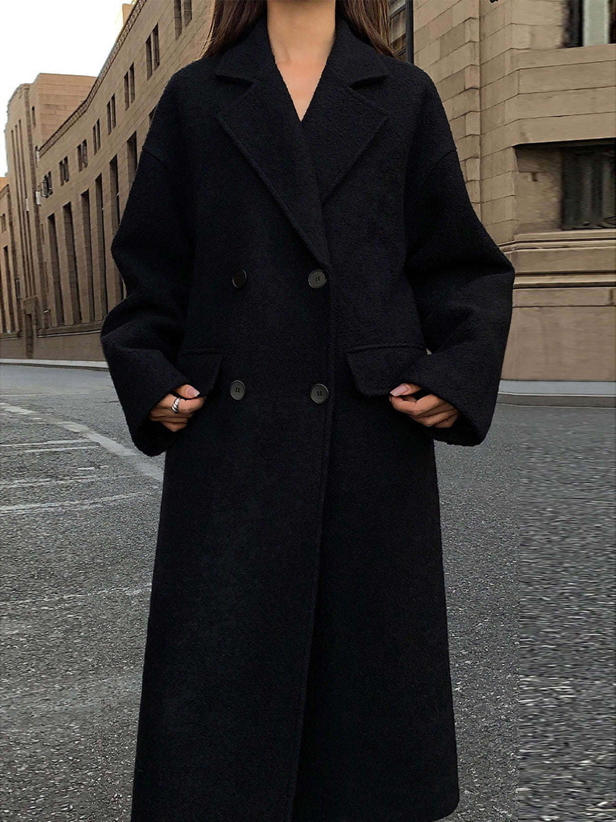 Wool-Blend Tweed Long Coat-Massicos