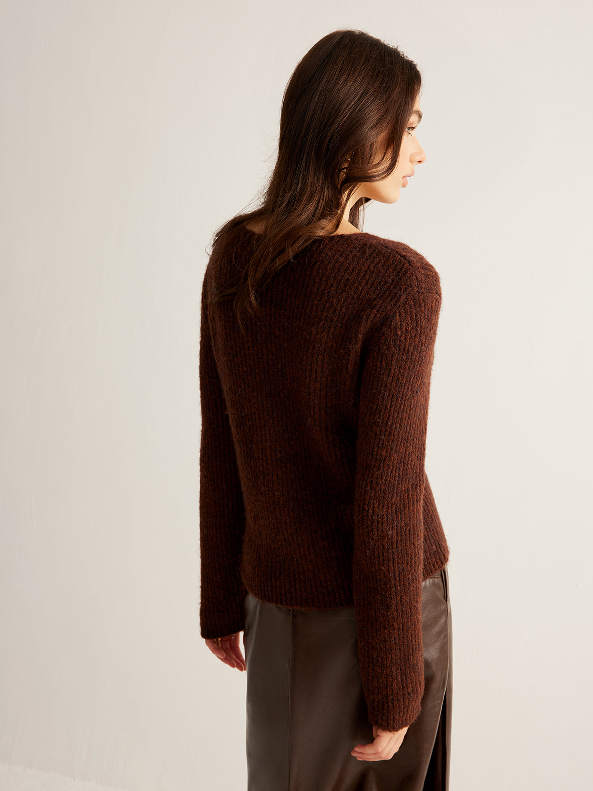 Wool-Blend Cutout Metal-Link Cardigan-Massicos