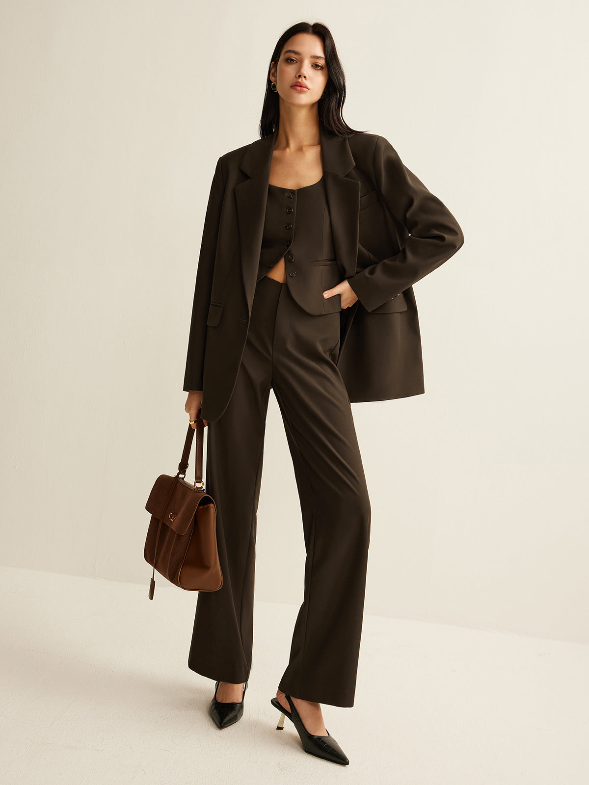 High-Waist Straight Pants-Massicos