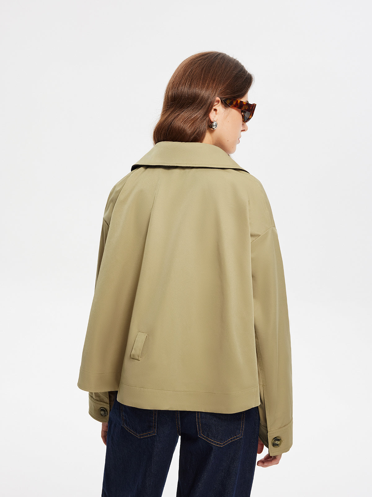 Contrast Belt Button Trench Coat-Massicos