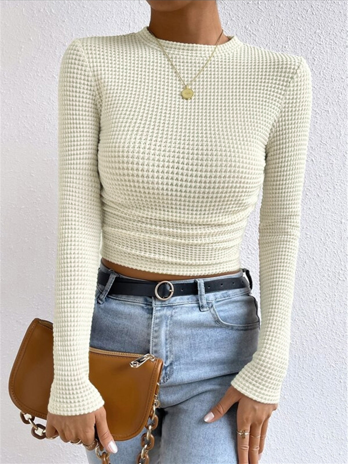 Plain Waffle Slim Sweater-Massicos