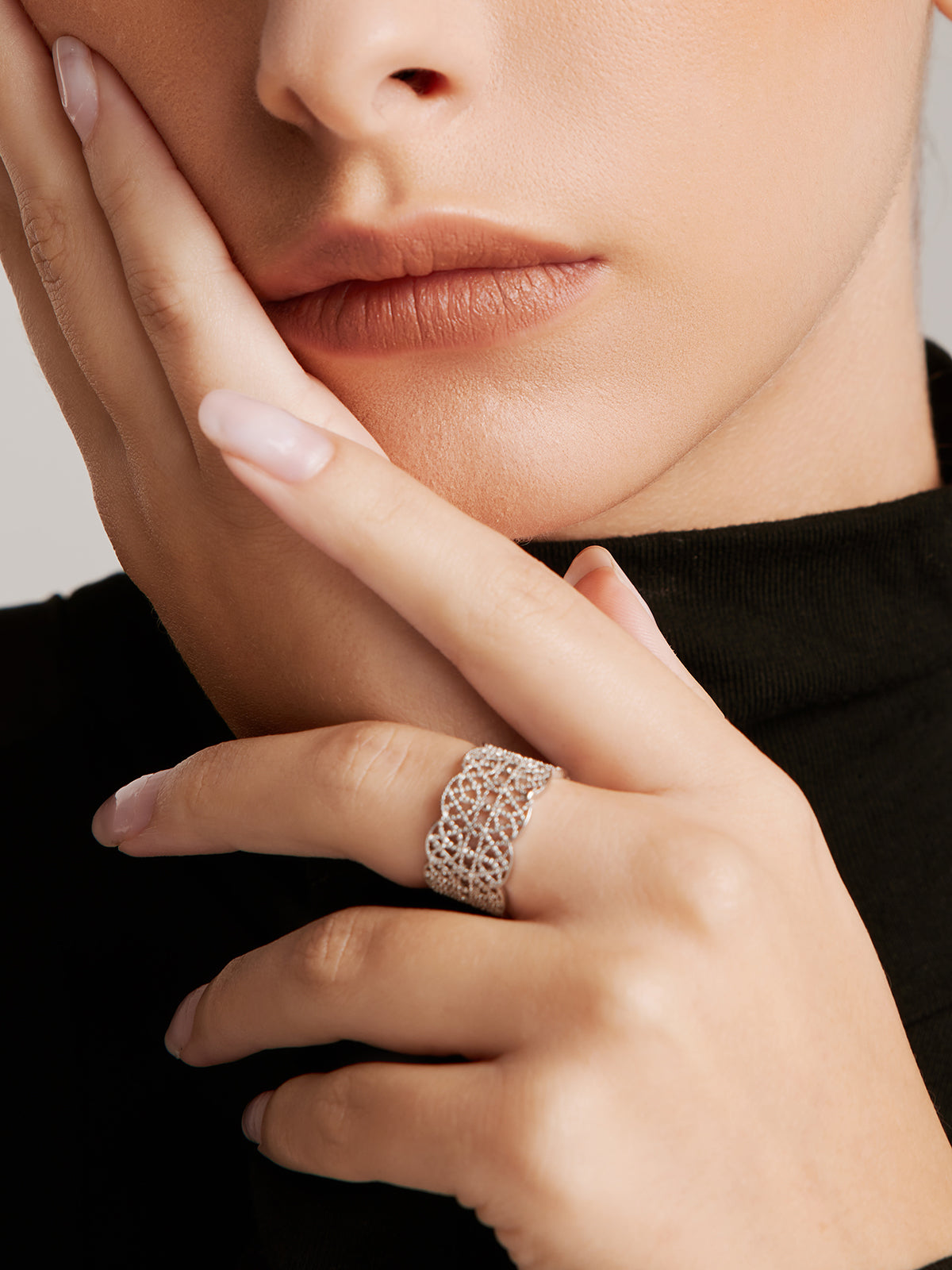 Tunnel Metal Lace Open Ring-Massicos