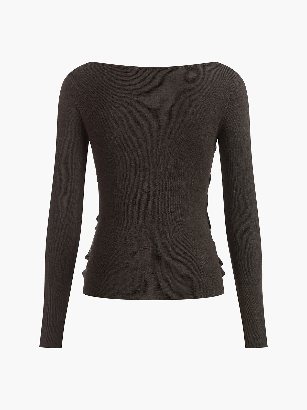 Side Pleated Slim Knit Top-Massicos