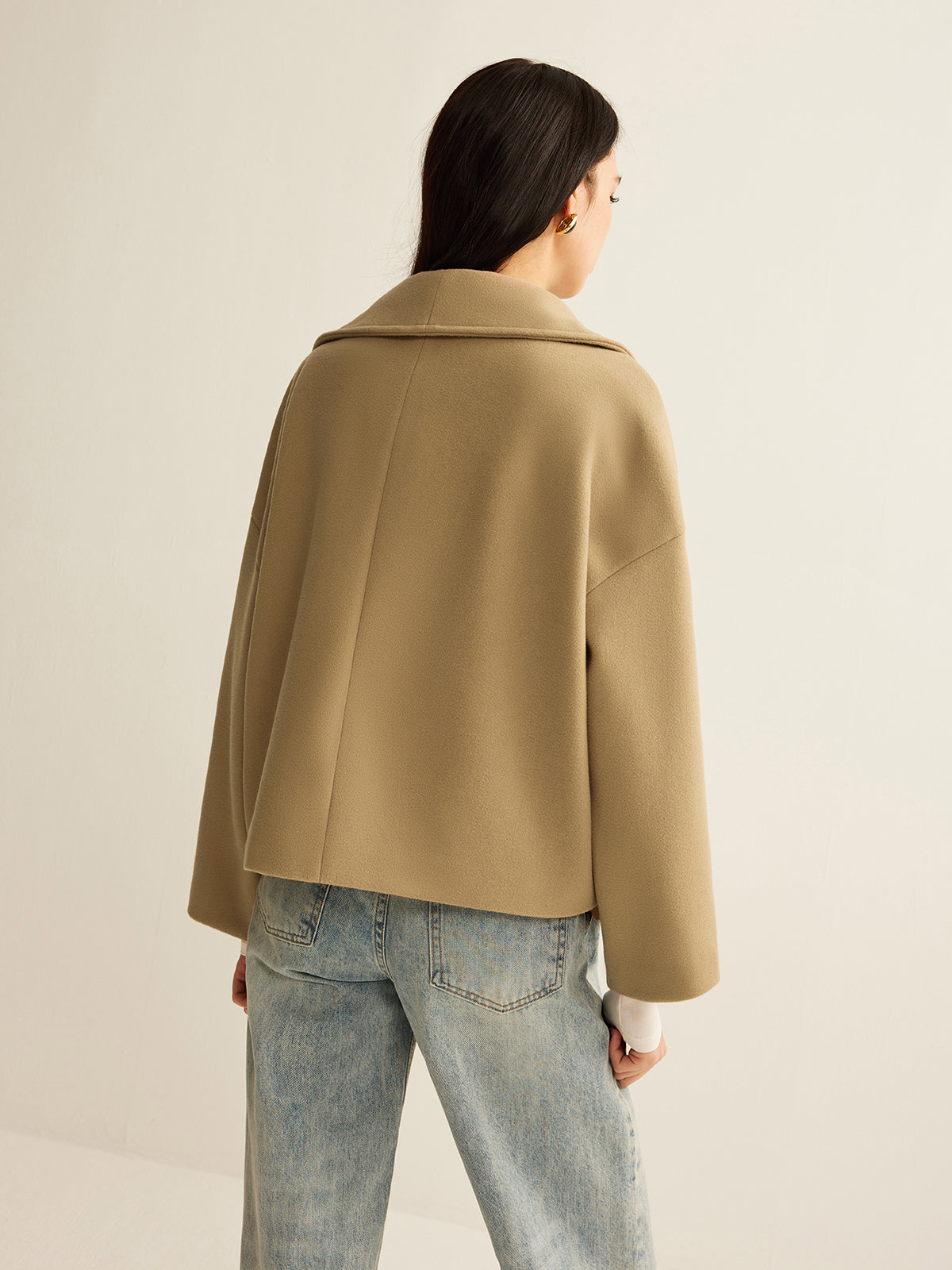 Large Collar Tweed Coat-Massicos