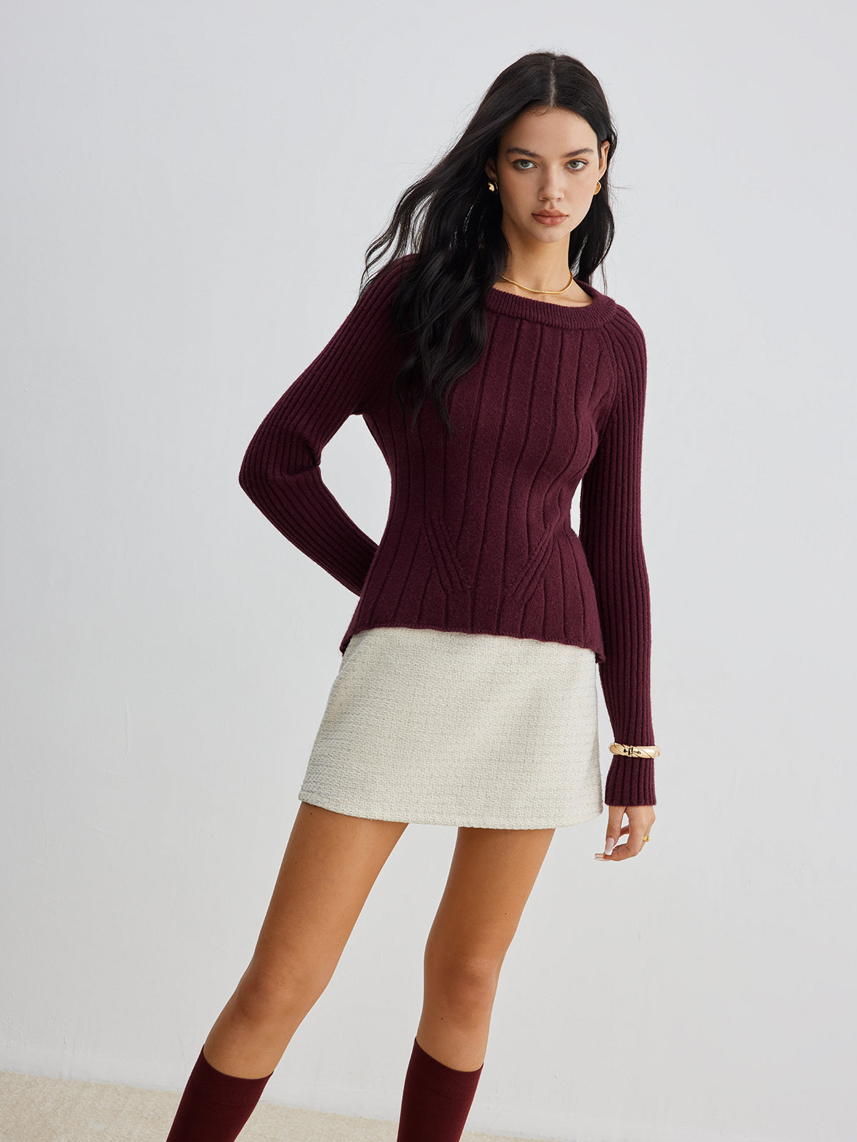 Backless Slim Tie Knit Top-Massicos